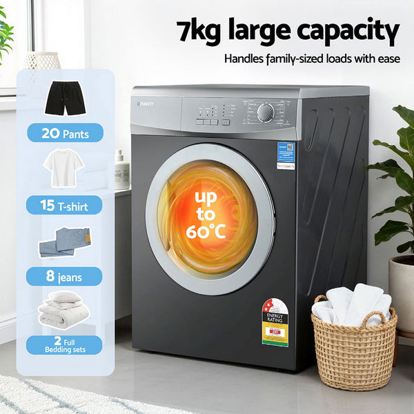 Devanti 7kg Tumble Dryer Vented 15 Auto Programs - Grey Devanti