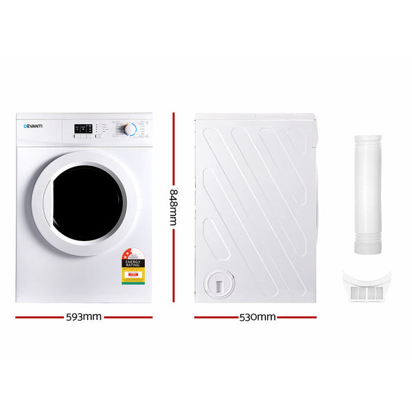 Devanti 7kg Vented Tumble Dryer - White Devanti