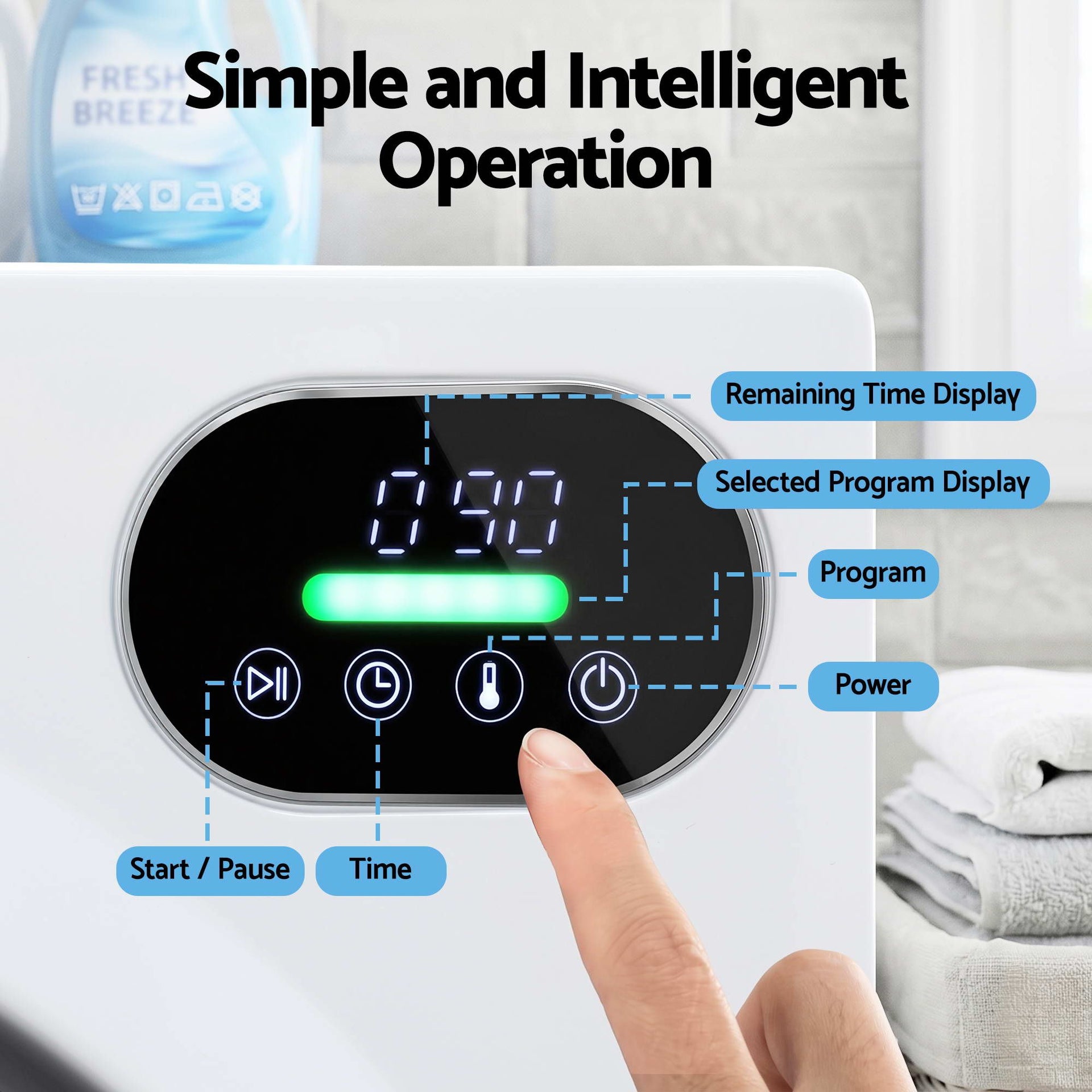 Devanti 6kg Tumble Dryer, Intelligent Touch Screen Clothes Dryer with 4 Drying Modes Stainless Steel Drum, 54x60x67.5cm Awezingly