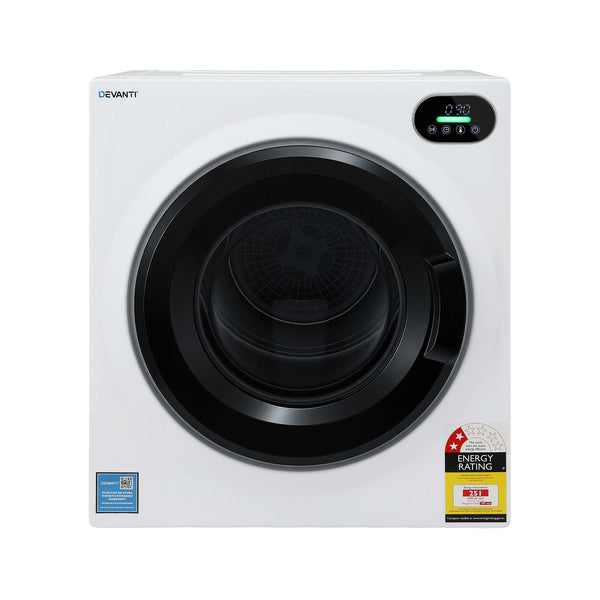 Devanti 6kg Tumble Dryer, Intelligent Touch Screen Clothes Dryer with 4 Drying Modes Stainless Steel Drum, 54x60x67.5cm Awezingly
