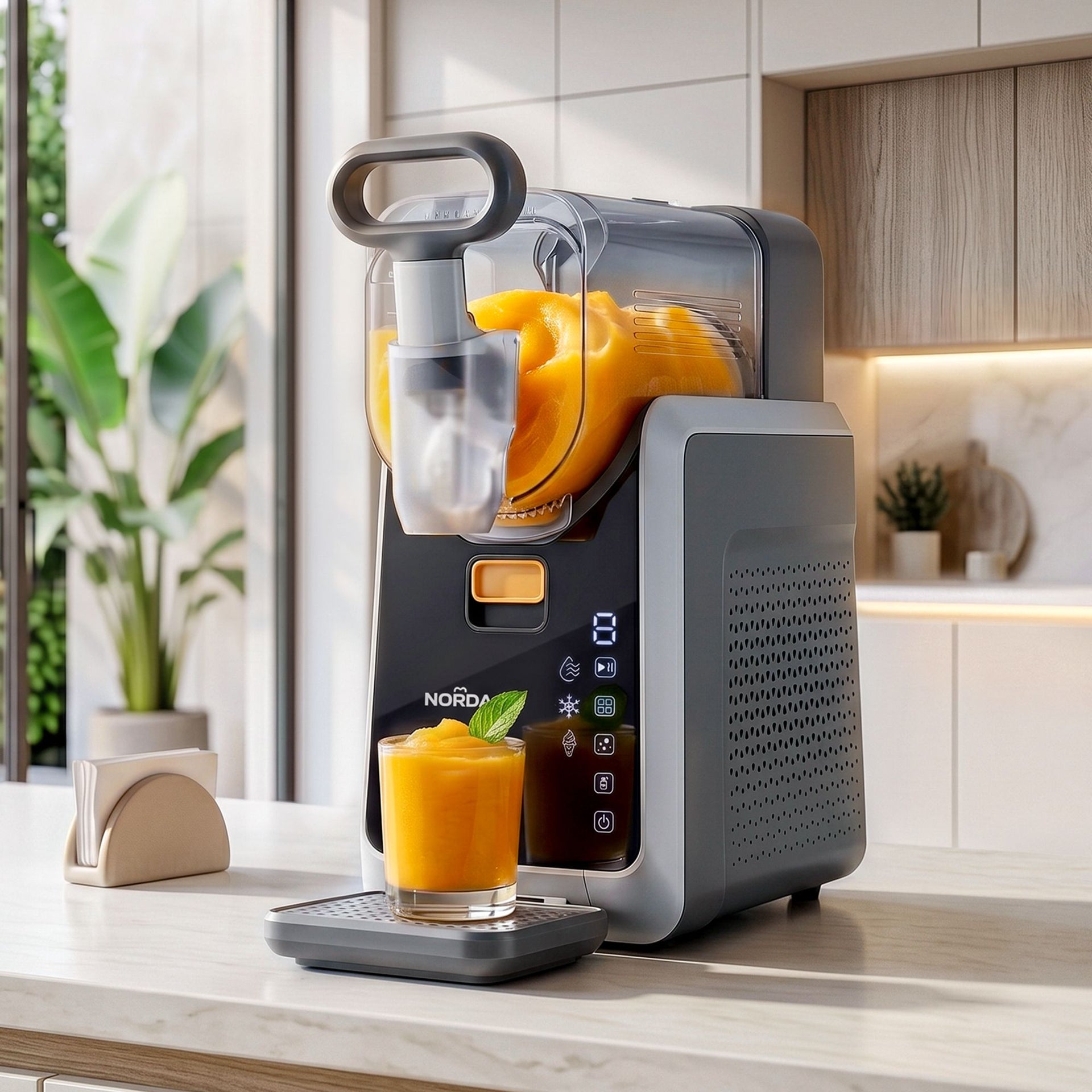 NORDA 2L Slushie Machine Frozen Drink Maker Slushy Ice Cream Maker No Ice Compressor Touchscreen for Home BBQ Party Awezingly