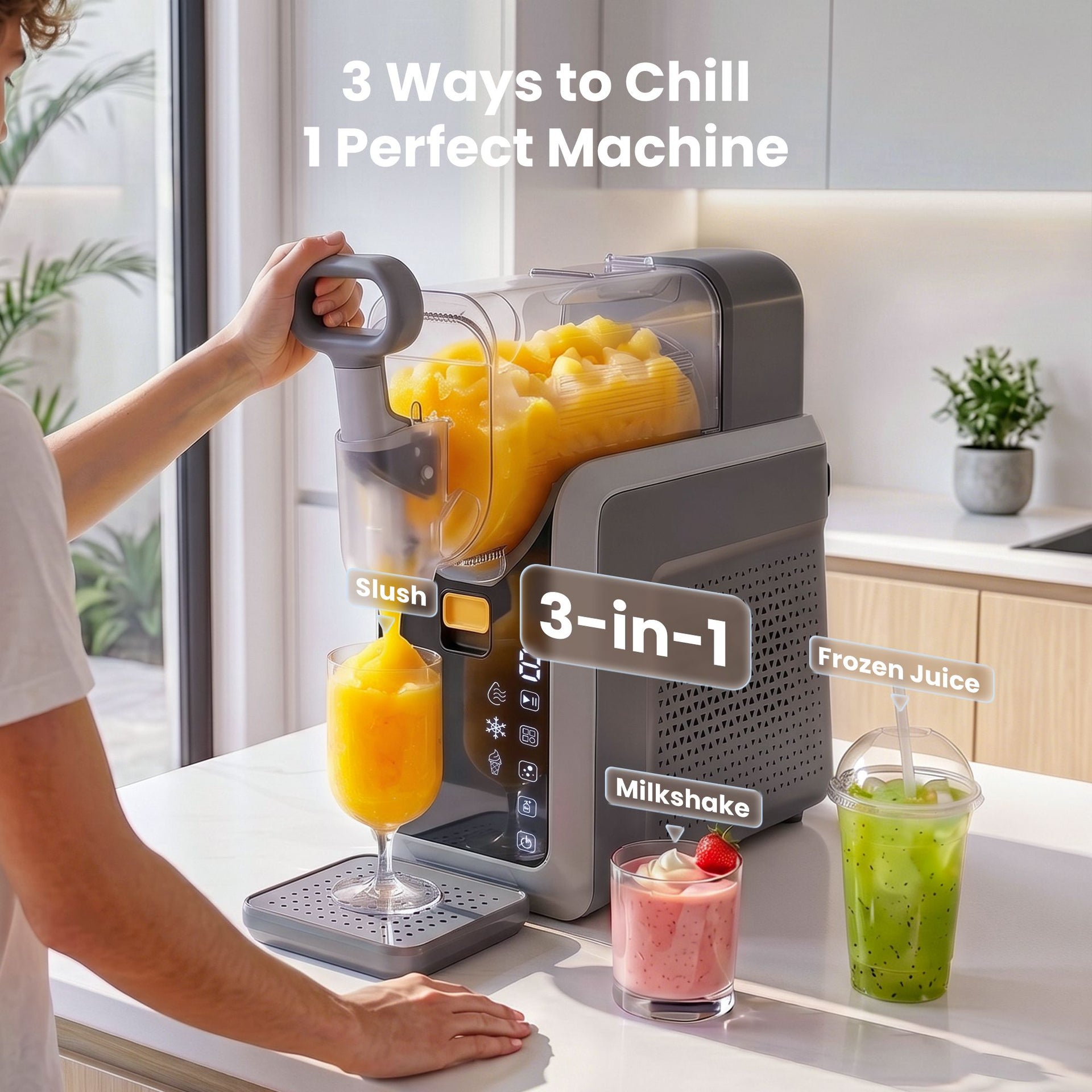 NORDA 2L Slushie Machine Frozen Drink Maker Slushy Ice Cream Maker No Ice Compressor Touchscreen for Home BBQ Party Awezingly