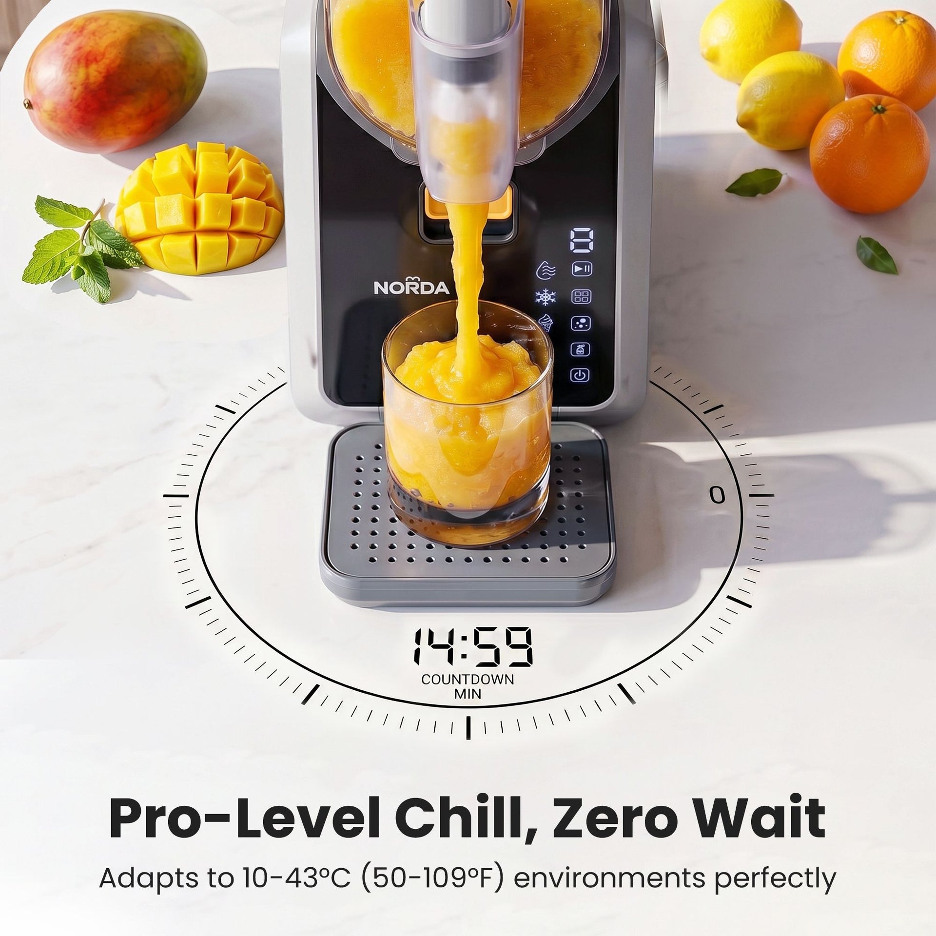 NORDA 2L Slushie Machine Frozen Drink Maker Slushy Ice Cream Maker No Ice Compressor Touchscreen for Home BBQ Party Awezingly