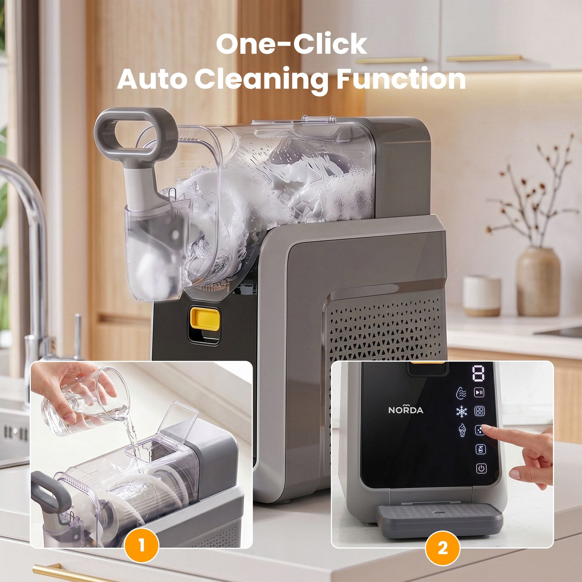NORDA 2L Slushie Machine Frozen Drink Maker Slushy Ice Cream Maker No Ice Compressor Touchscreen for Home BBQ Party Awezingly