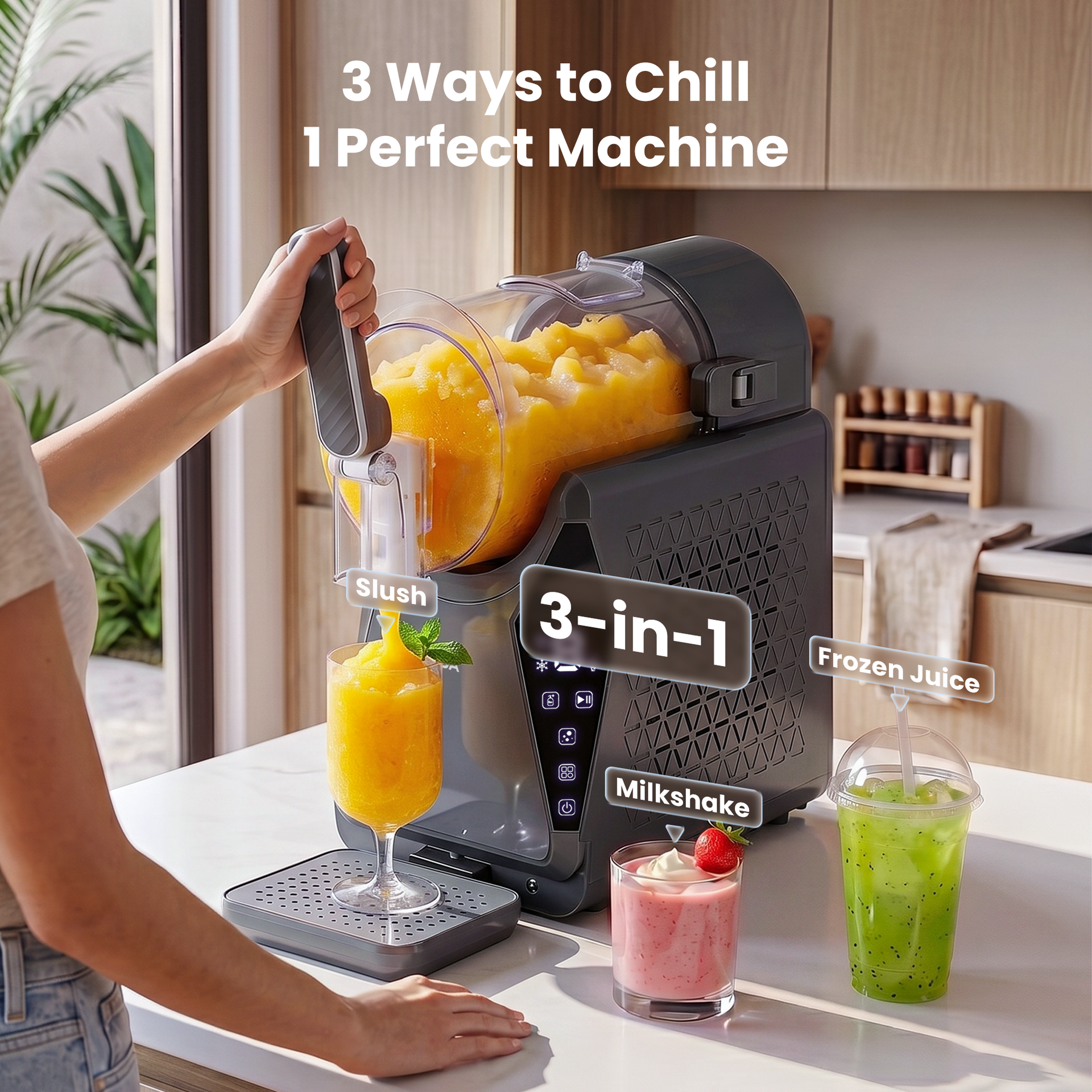 NORDA 1.3L Slushie Machine Frozen Drink Maker Slushy Ice Cream Maker No Ice Compressor Touchscreen for Home BBQ Party Awezingly