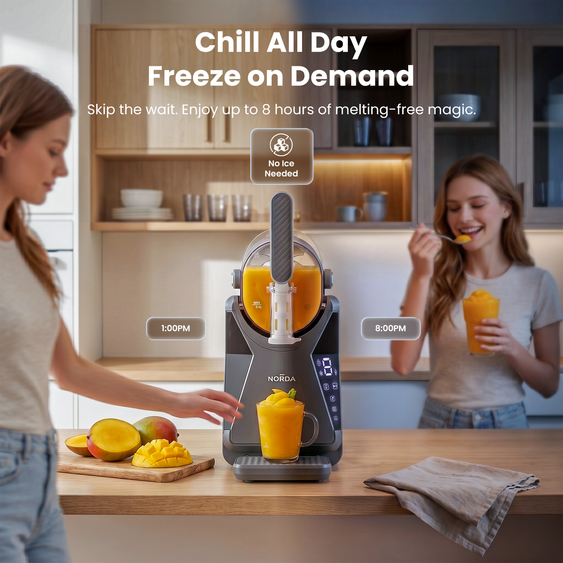 NORDA 1.3L Slushie Machine Frozen Drink Maker Slushy Ice Cream Maker No Ice Compressor Touchscreen for Home BBQ Party Awezingly