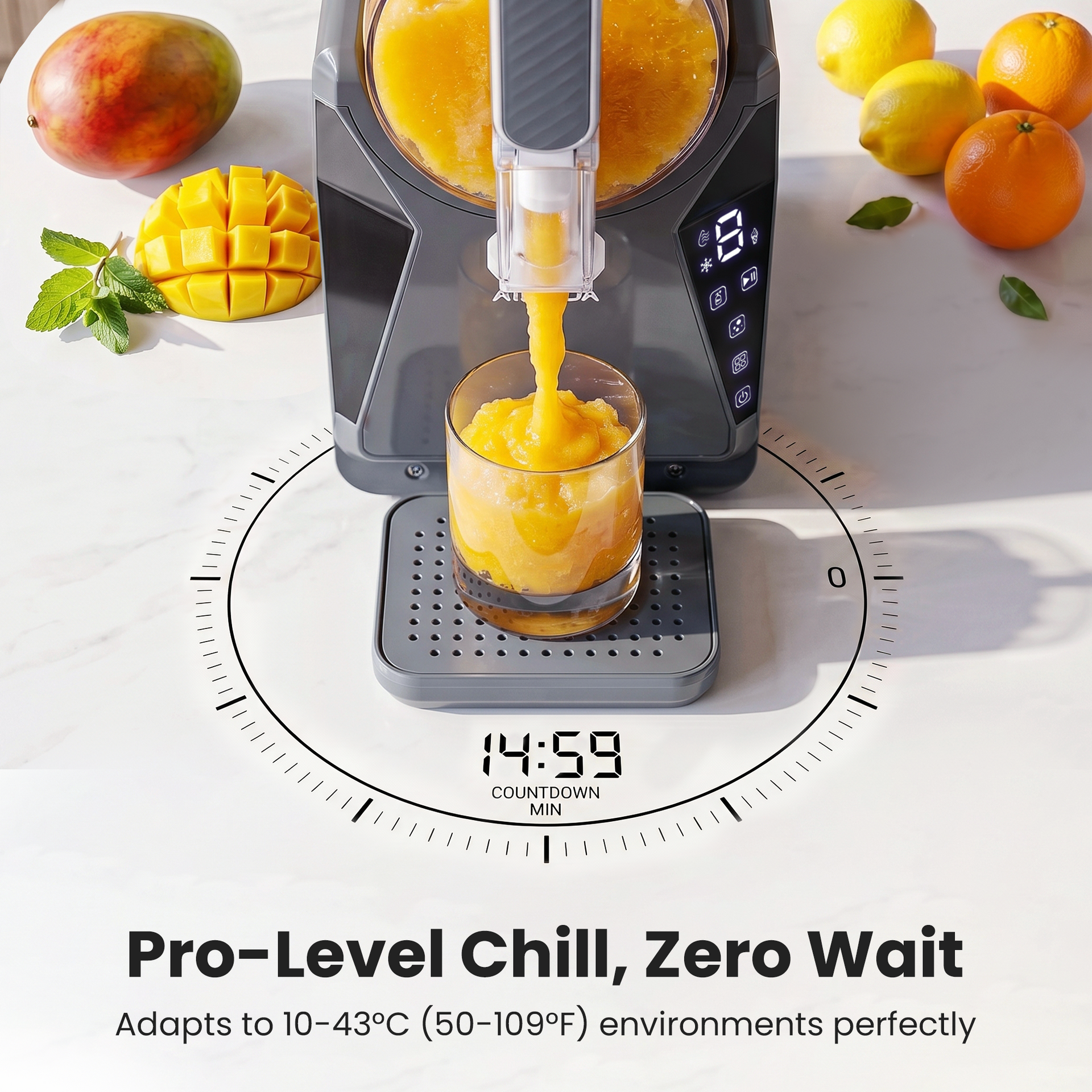NORDA 1.3L Slushie Machine Frozen Drink Maker Slushy Ice Cream Maker No Ice Compressor Touchscreen for Home BBQ Party Awezingly
