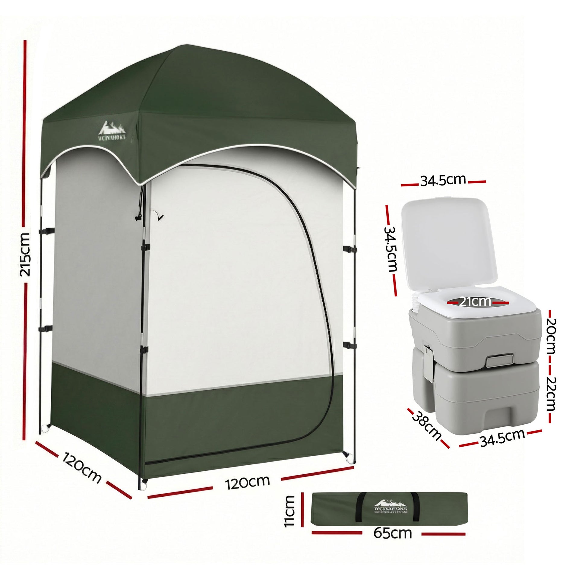 Weisshorn 20L Portable Camping Toilet Shower Tent Changing Room Outdoor Loo Set Awezingly