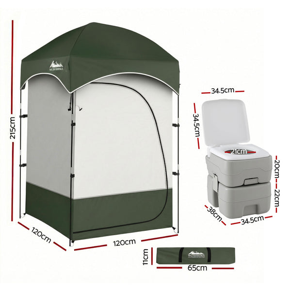 Weisshorn 20L Portable Camping Toilet Shower Tent Changing Room Outdoor Loo Set Awezingly