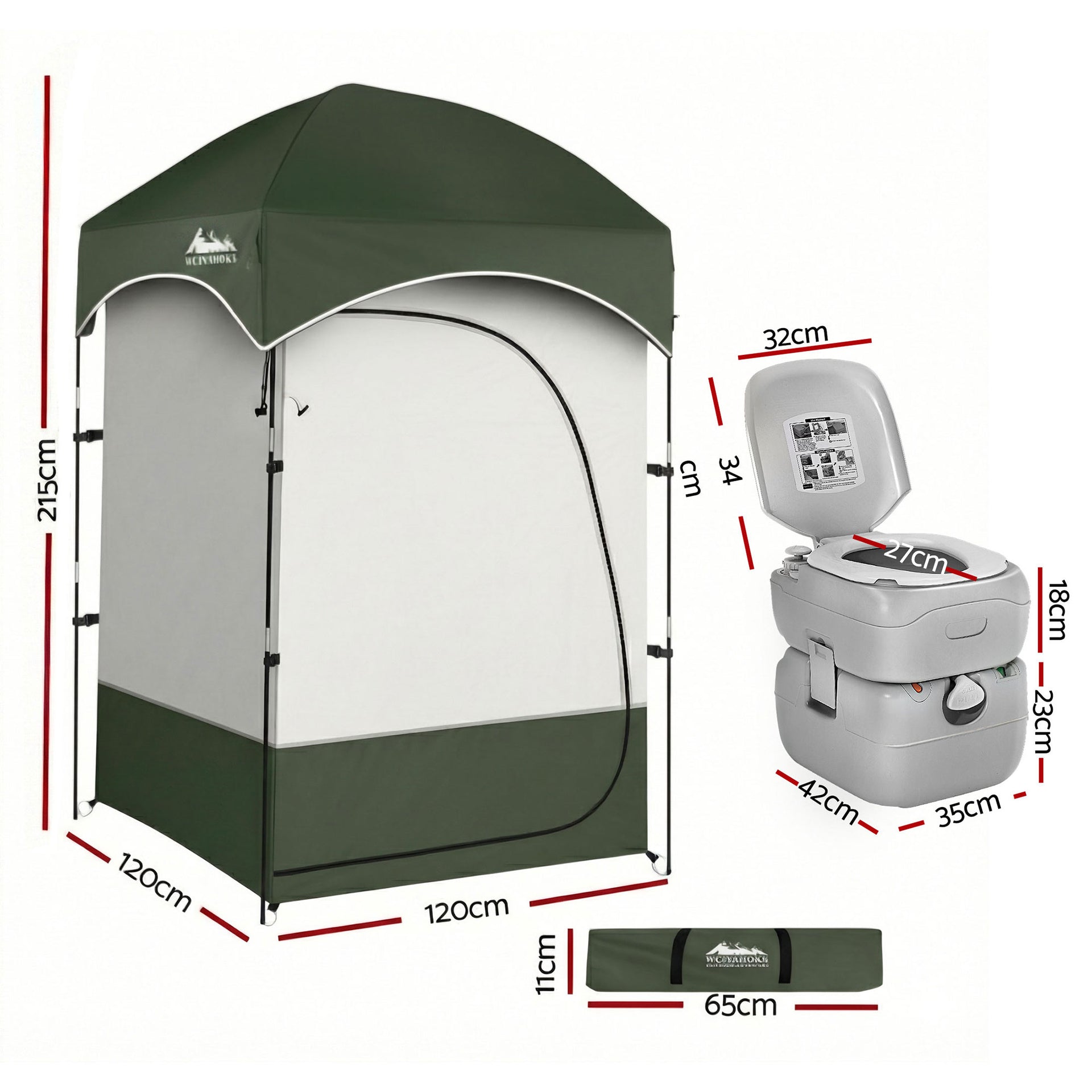Weisshorn 22L Portable Camping Toilet Shower Tent Changing Room Outdoor Loo Set Awezingly