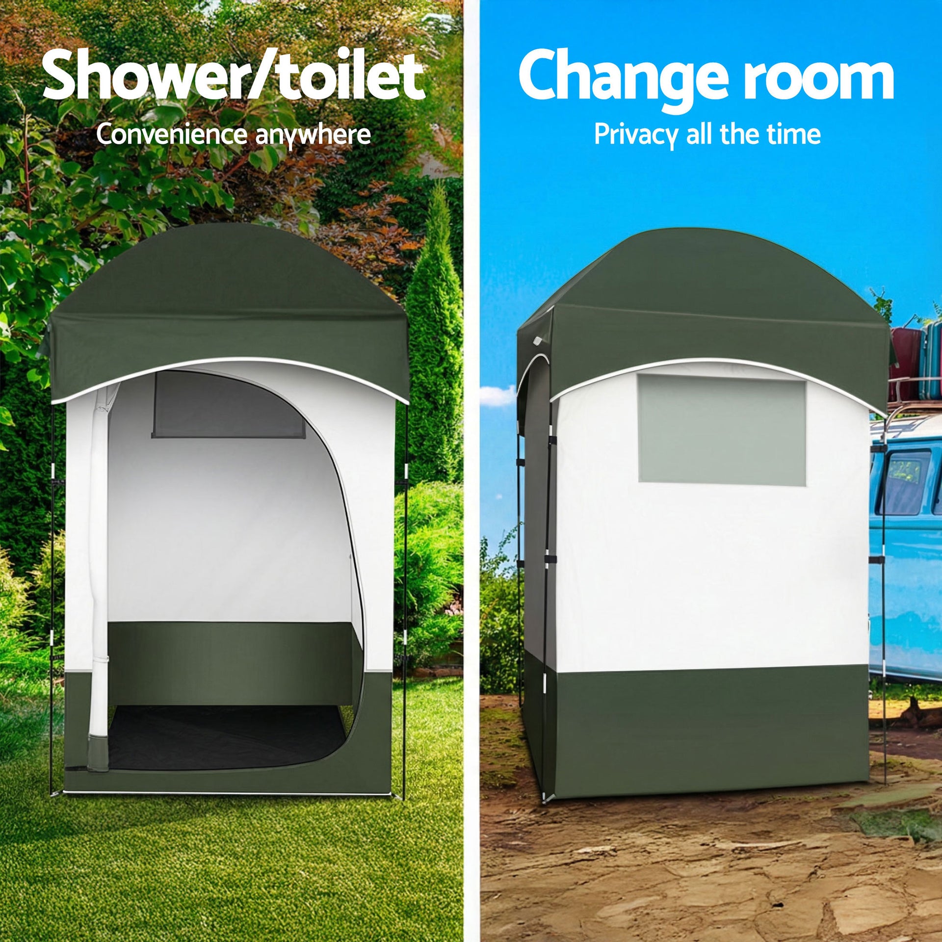 Weisshorn 22L Portable Camping Toilet Shower Tent Changing Room Outdoor Loo Set Awezingly
