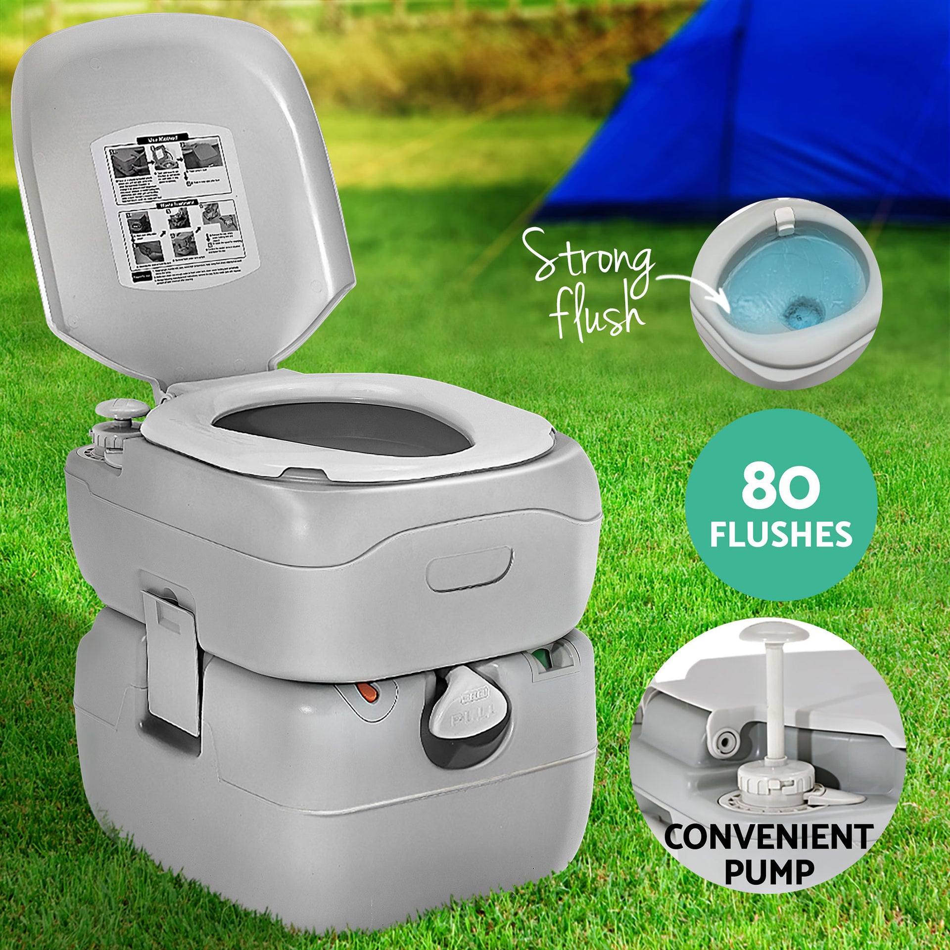 Weisshorn 22L Portable Camping Toilet Shower Tent Changing Room Outdoor Loo Set Awezingly