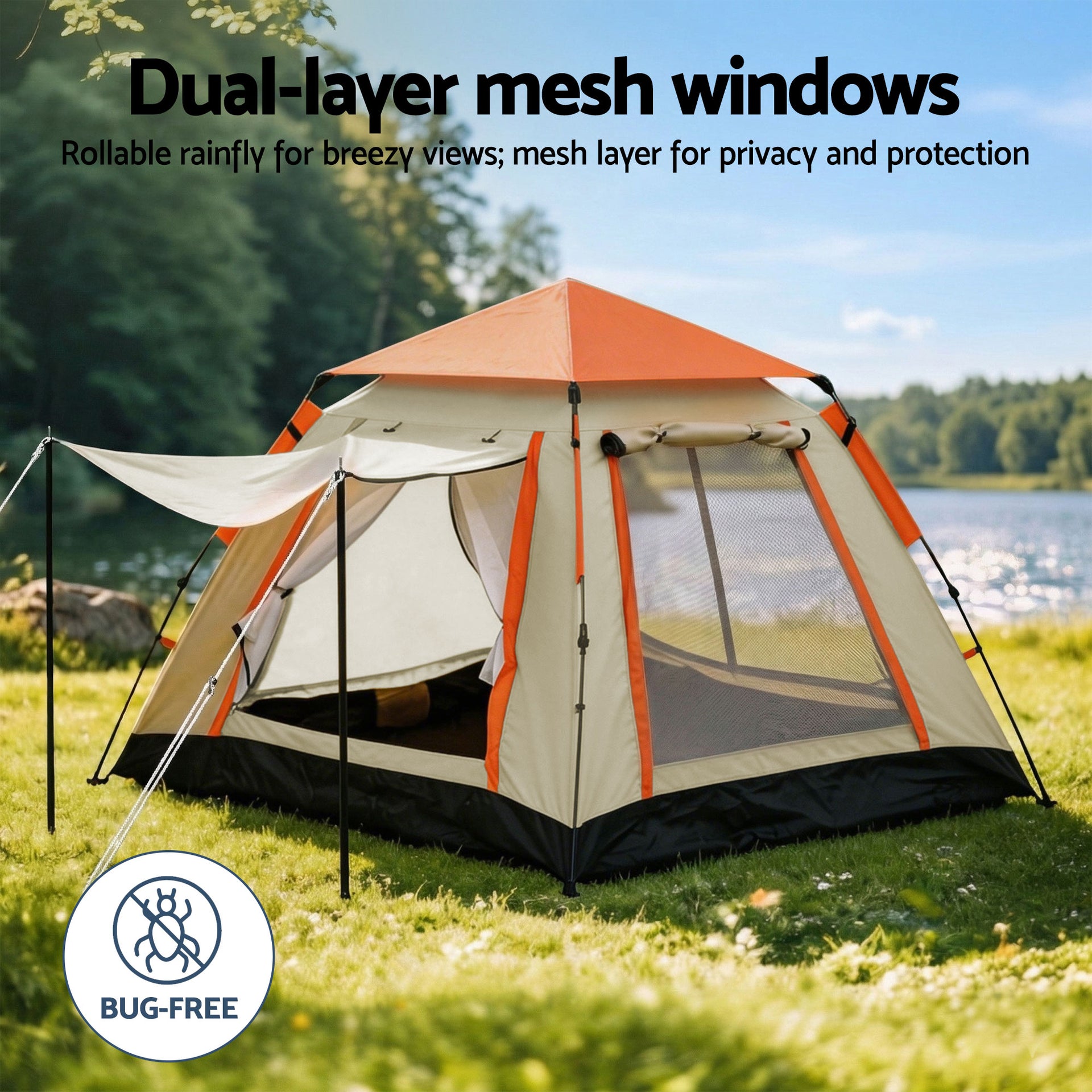 Weisshorn Pop Up Camping Tent 3-4 Person Automatic Tent Instant Setup Waterproof Awezingly