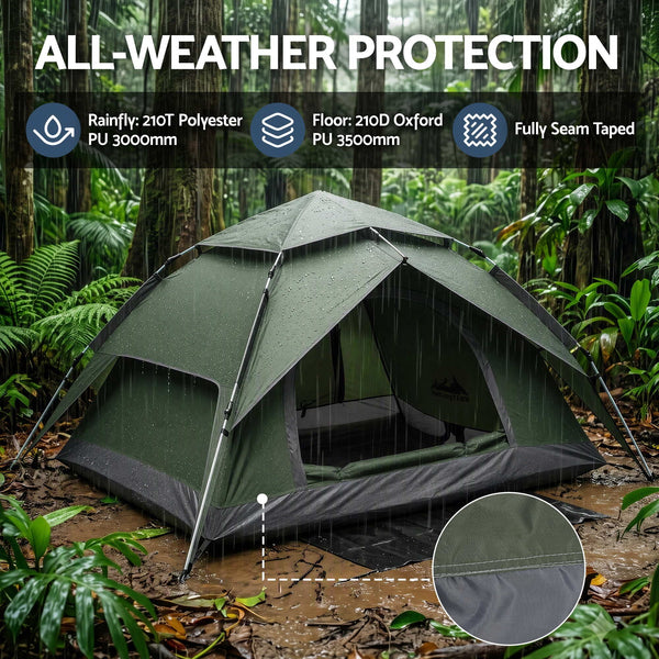 Weisshorn 2 Person Camping Tent Automatic Pop Up Water Repellent Shade Outdoor Awezingly