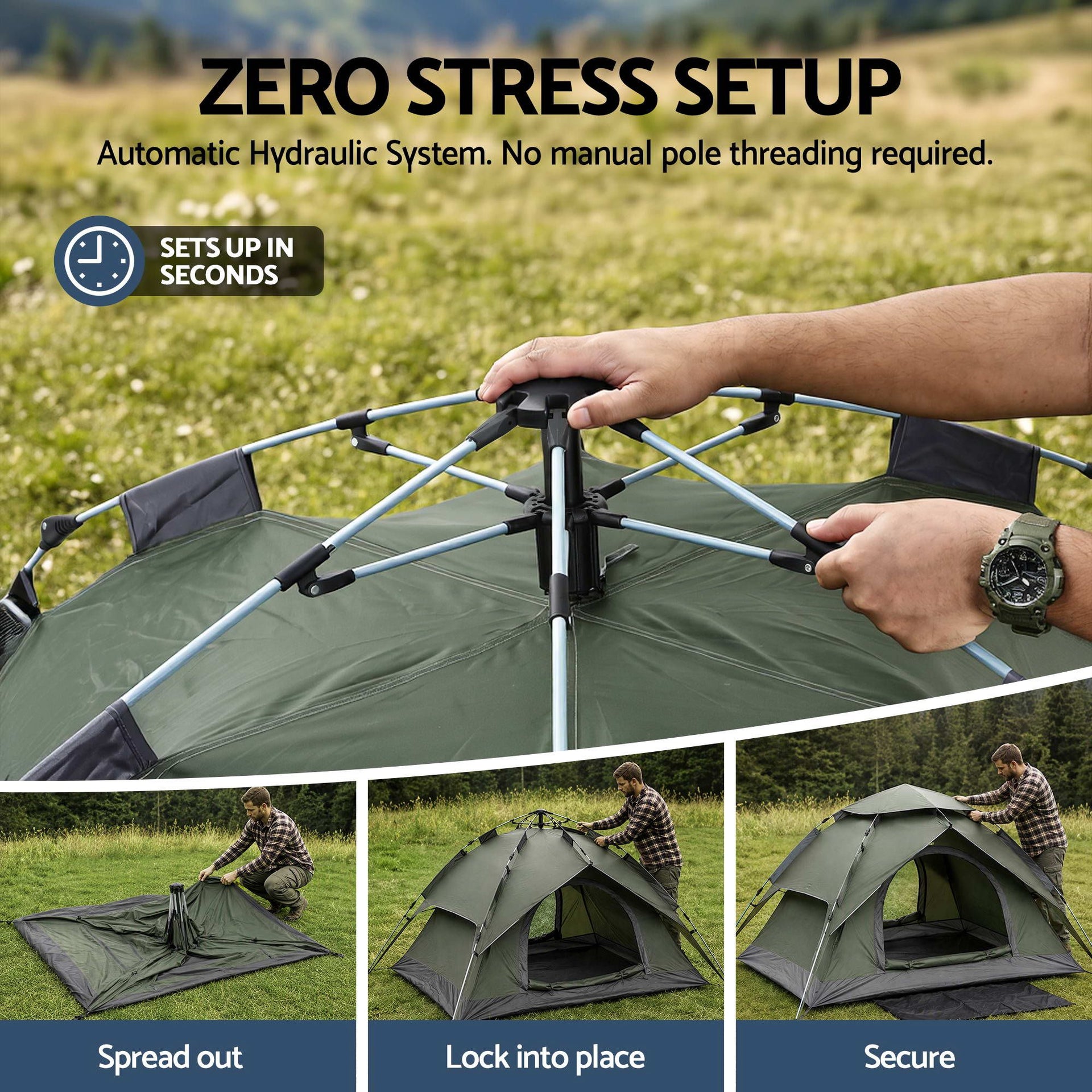 Weisshorn 2 Person Camping Tent Automatic Pop Up Water Repellent Shade Outdoor Awezingly