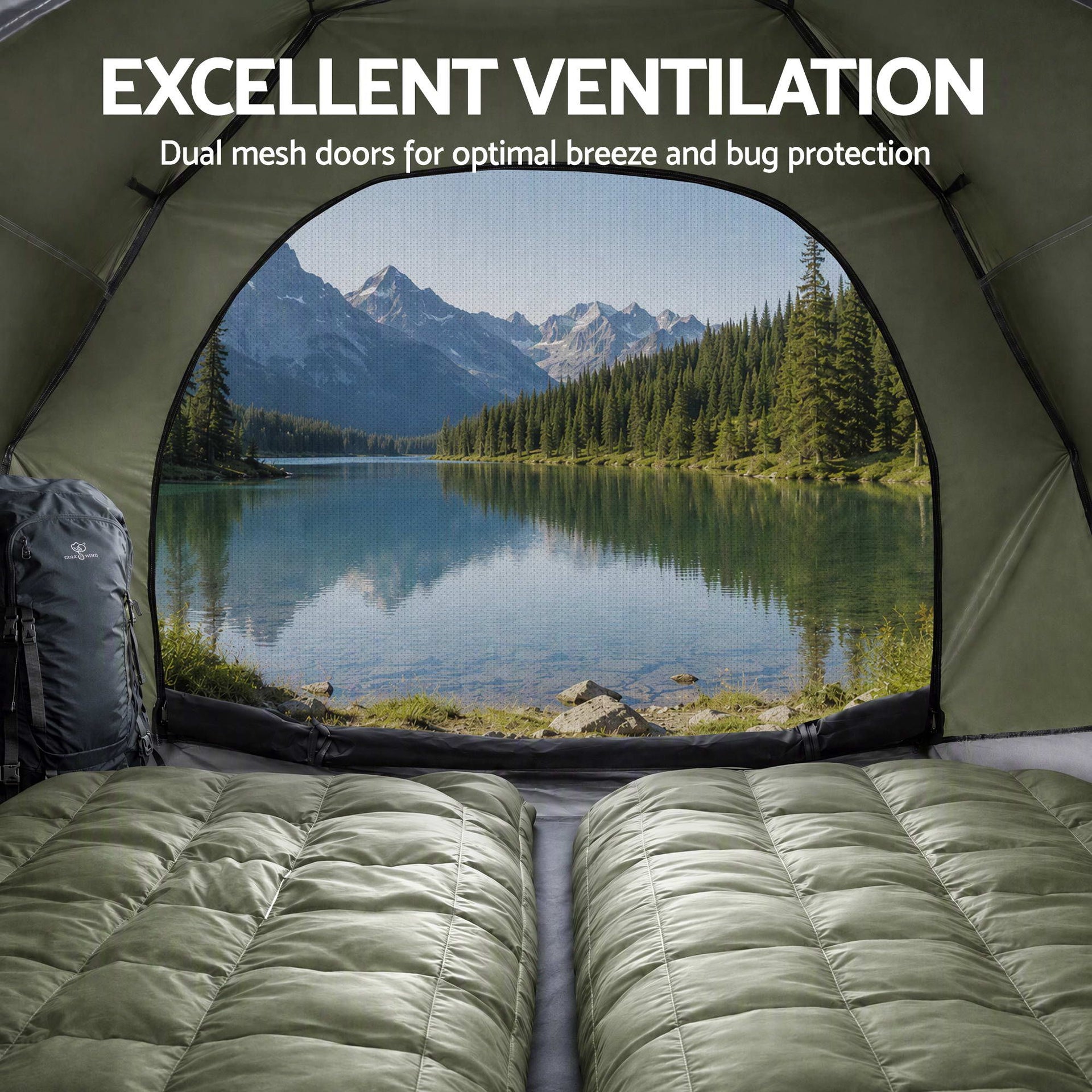 Weisshorn 2 Person Camping Tent Automatic Pop Up Water Repellent Shade Outdoor Awezingly