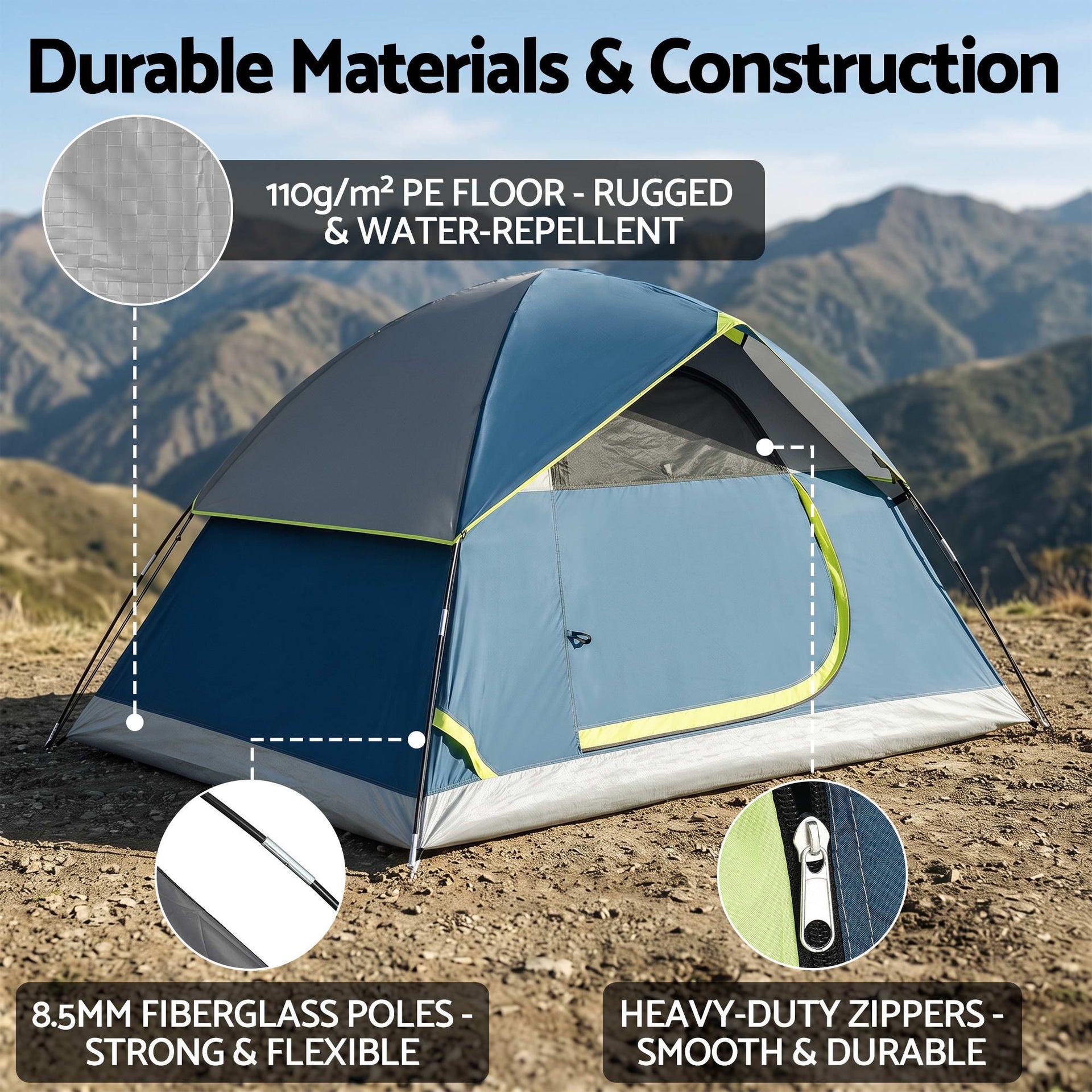 Weisshorn 2 Person Camping Dome Tent Lightweight Waterproof Outdoor Hiking Awezingly