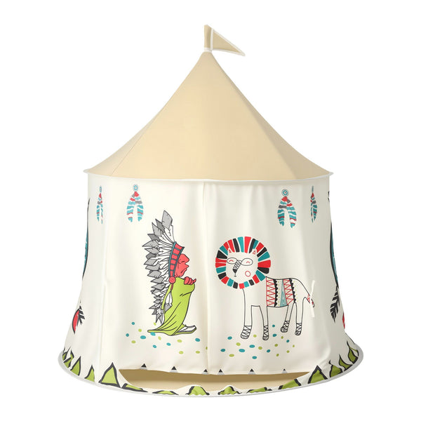 Keezi Kids Play Tent Playhouse Castle with Window Flag Carry Bag 115cmx115cm Awezingly