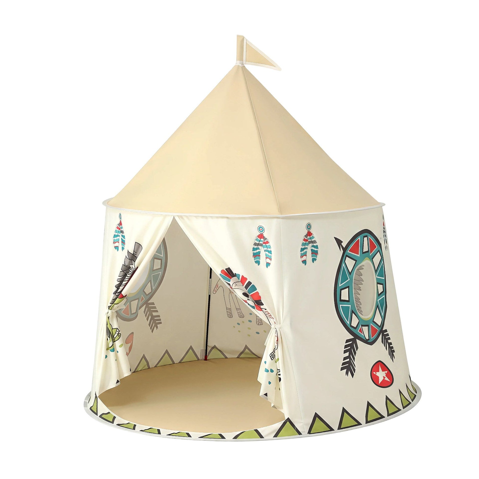 Keezi Kids Play Tent Playhouse Castle with Window Flag Carry Bag 115cmx115cm Awezingly