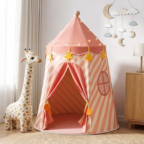 Keezi Kids Play Tent with Star Lights and Window Carry Bag 116cmx153cm Playhouse Awezingly