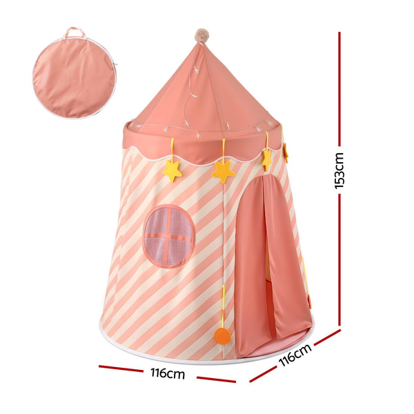 Keezi Kids Play Tent with Star Lights and Window Carry Bag 116cmx153cm Playhouse Awezingly