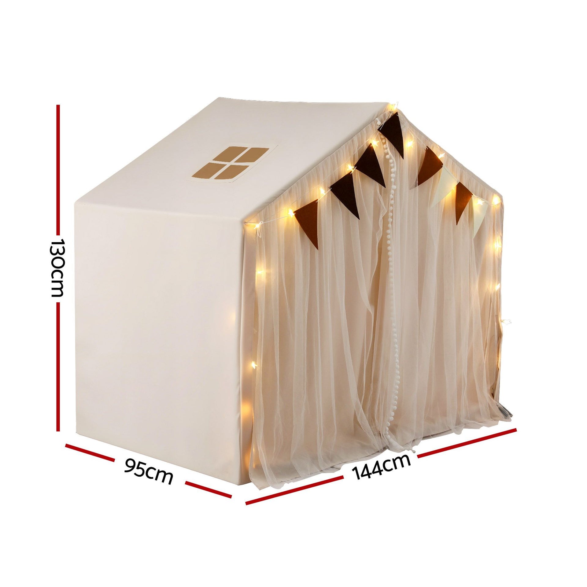 Keezi Kids Play Tent with Star Lights Windows Flag 144cmx95cm Playhouse Awezingly