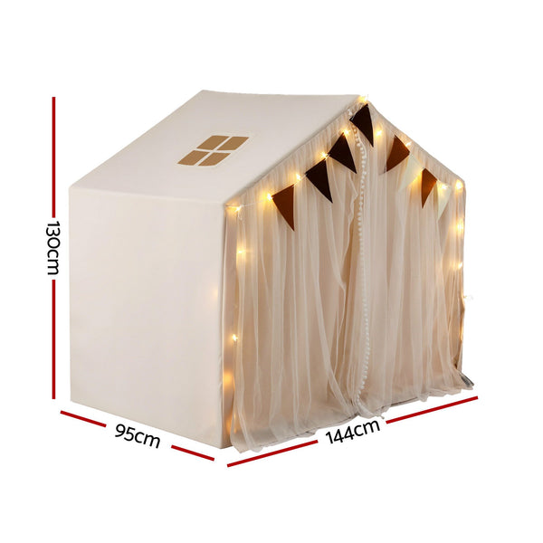 Keezi Kids Play Tent with Star Lights Windows Flag 144cmx95cm Playhouse Awezingly