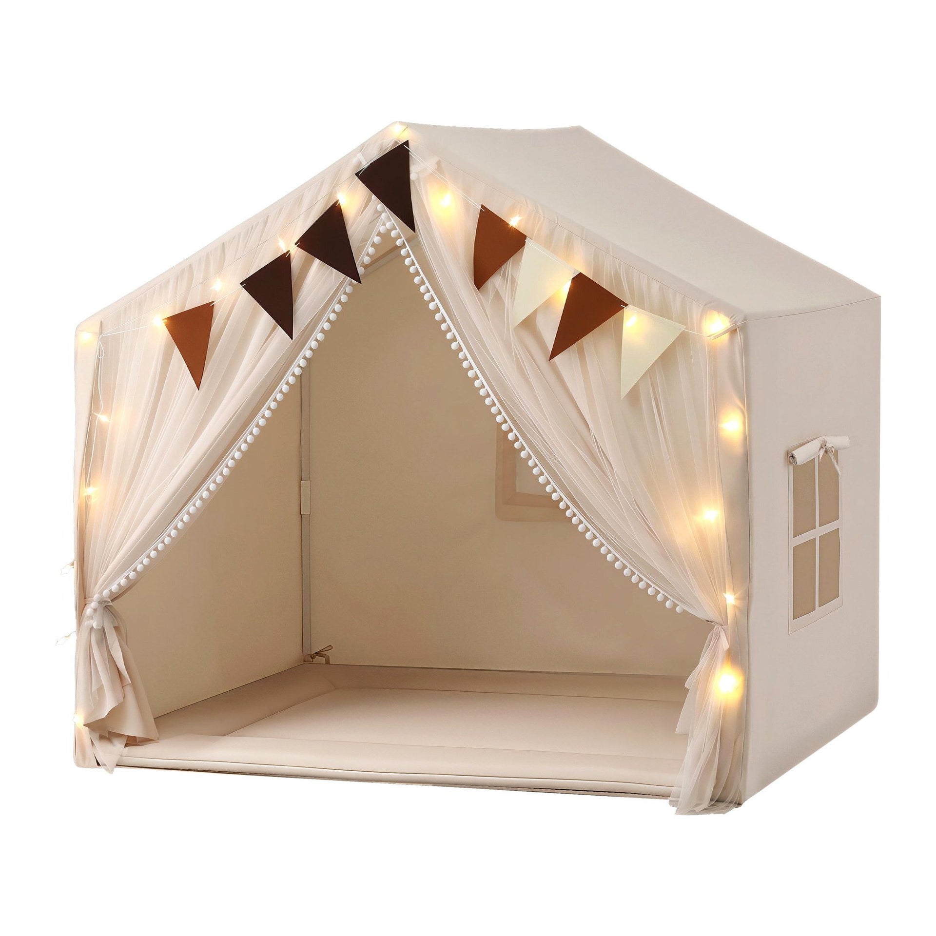 Keezi Kids Play Tent with Star Lights Windows Flag 144cmx95cm Playhouse Awezingly