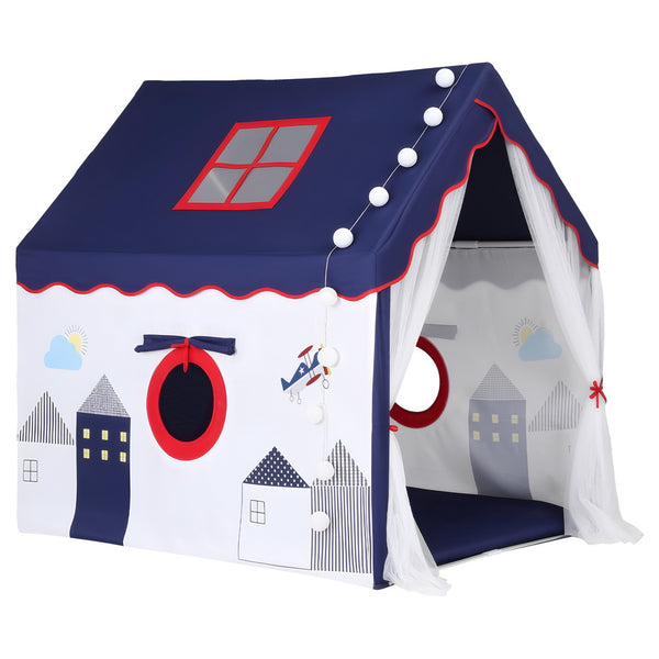 Keezi Kids Play Tent Playhouse Castle with Floor Mat String Ball Light 134X103CM Awezingly