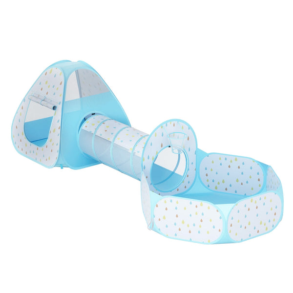 Keezi Kids Play Tent Pop Up Playhouse Ball Pit Tunnel Basketball Hoop Blue Keezi