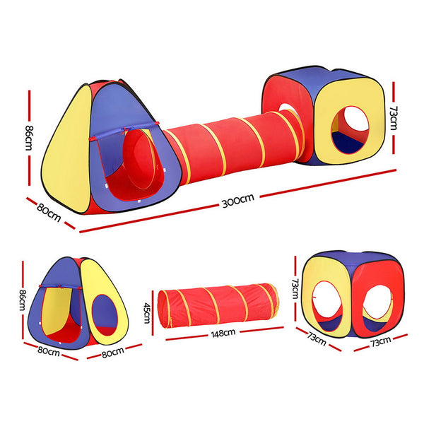 Keezi Kids Playhouse Play Tent Pop Up Teepee Castle Crawl Tunnel Outdoor Indoor Toys Children Gift Keezi