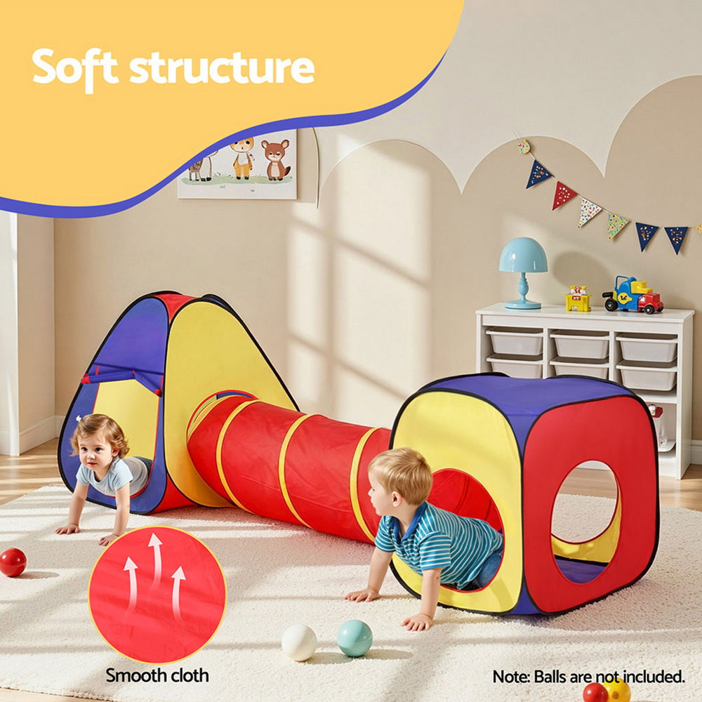 Keezi Kids Playhouse Play Tent Pop Up Teepee Castle Crawl Tunnel Outdoor Indoor Toys Children Gift Keezi