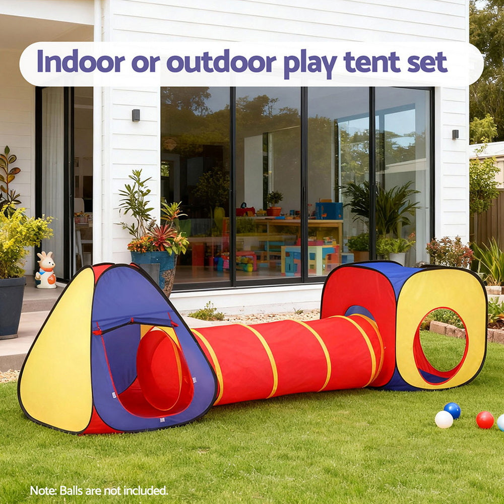 Keezi Kids Playhouse Play Tent Pop Up Teepee Castle Crawl Tunnel Outdoor Indoor Toys Children Gift Keezi