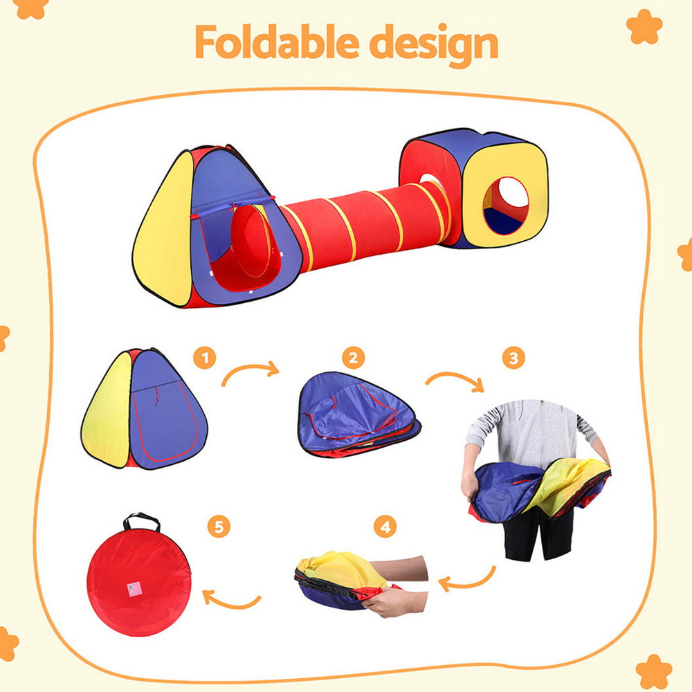 Keezi Kids Playhouse Play Tent Pop Up Teepee Castle Crawl Tunnel Outdoor Indoor Toys Children Gift Keezi