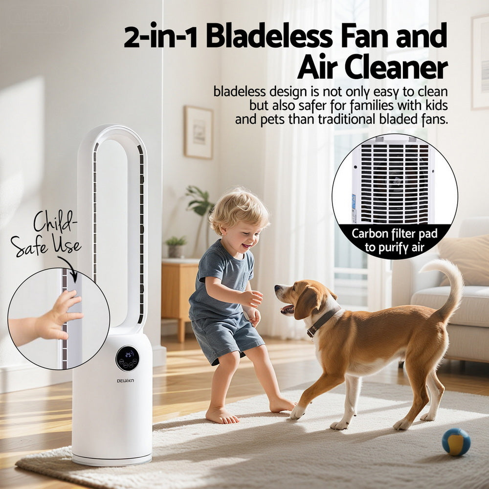 Devanti 2in1 Bladeless Fan Air Purification W/ Remote 88cm Awezingly