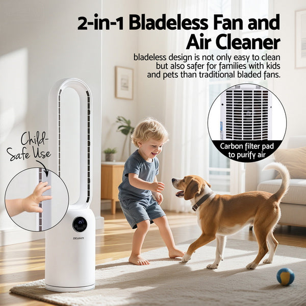 Devanti 2in1 Bladeless Fan Air Purification W/ Remote 88cm Awezingly