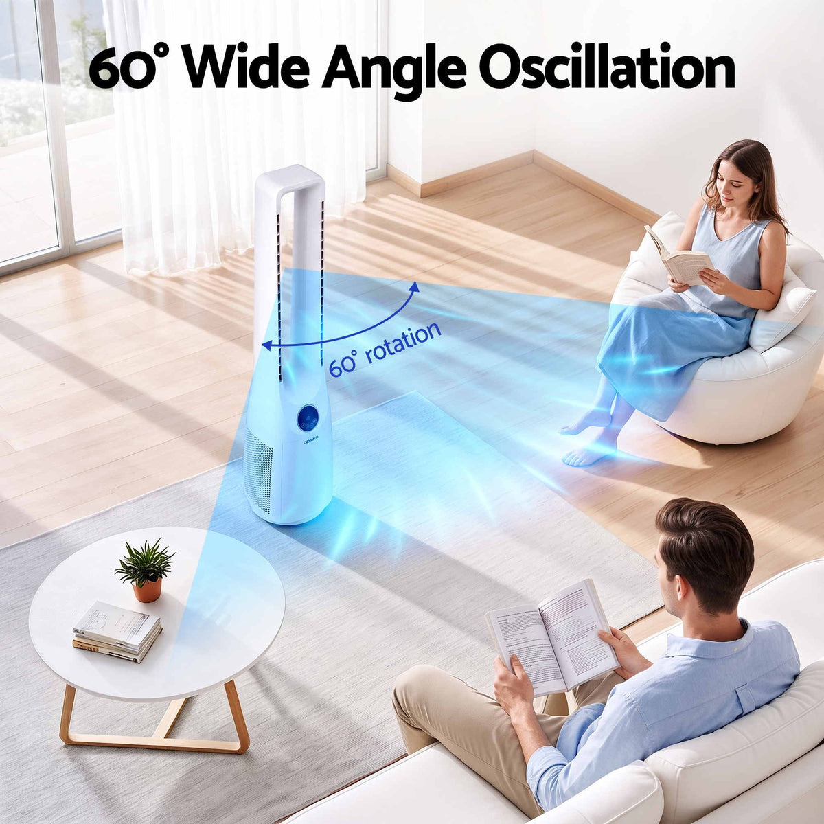 Devanti Bladeless Tower Fan 100cm 2-in-1 Cooling Airflow Purifying Remote Awezingly