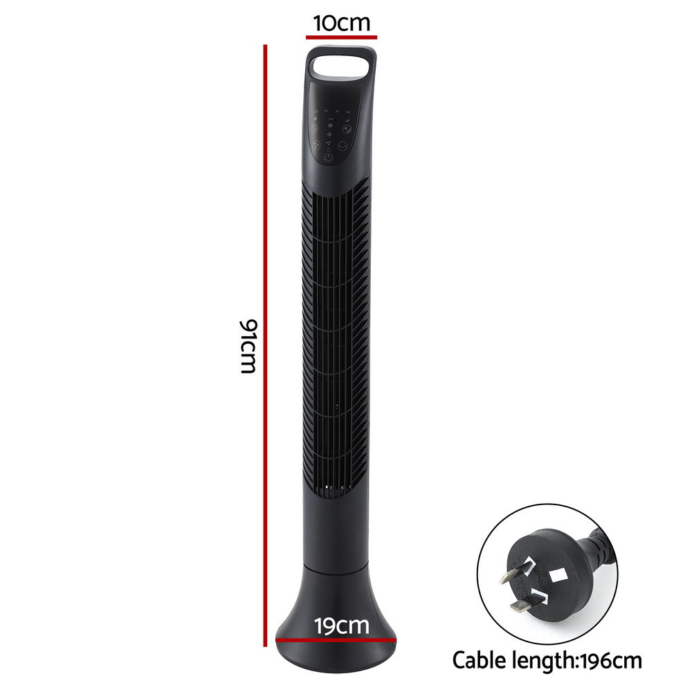 Devanti Tower Fan Oscillating 3 Speeds with Remote 91cm Devanti