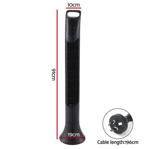 Devanti Tower Fan Oscillating 3 Speeds with Remote 91cm Devanti