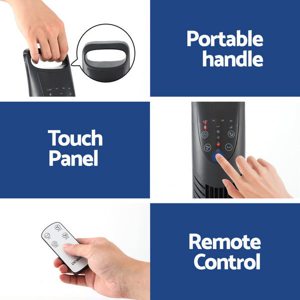 Devanti Tower Fan Oscillating 3 Speeds with Remote 91cm Devanti