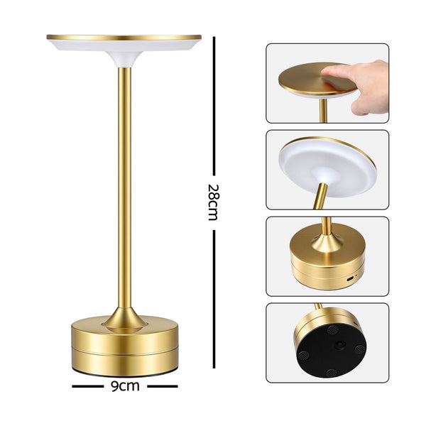 Artiss Gold Touch Table Lamp, Warm to Cool White LED, Dimmable 3000-6000K 24 LEDs, Type-C Awezingly
