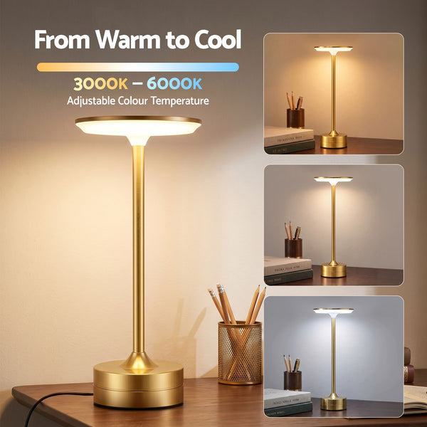 Artiss Gold Touch Table Lamp, Warm to Cool White LED, Dimmable 3000-6000K 24 LEDs, Type-C Awezingly