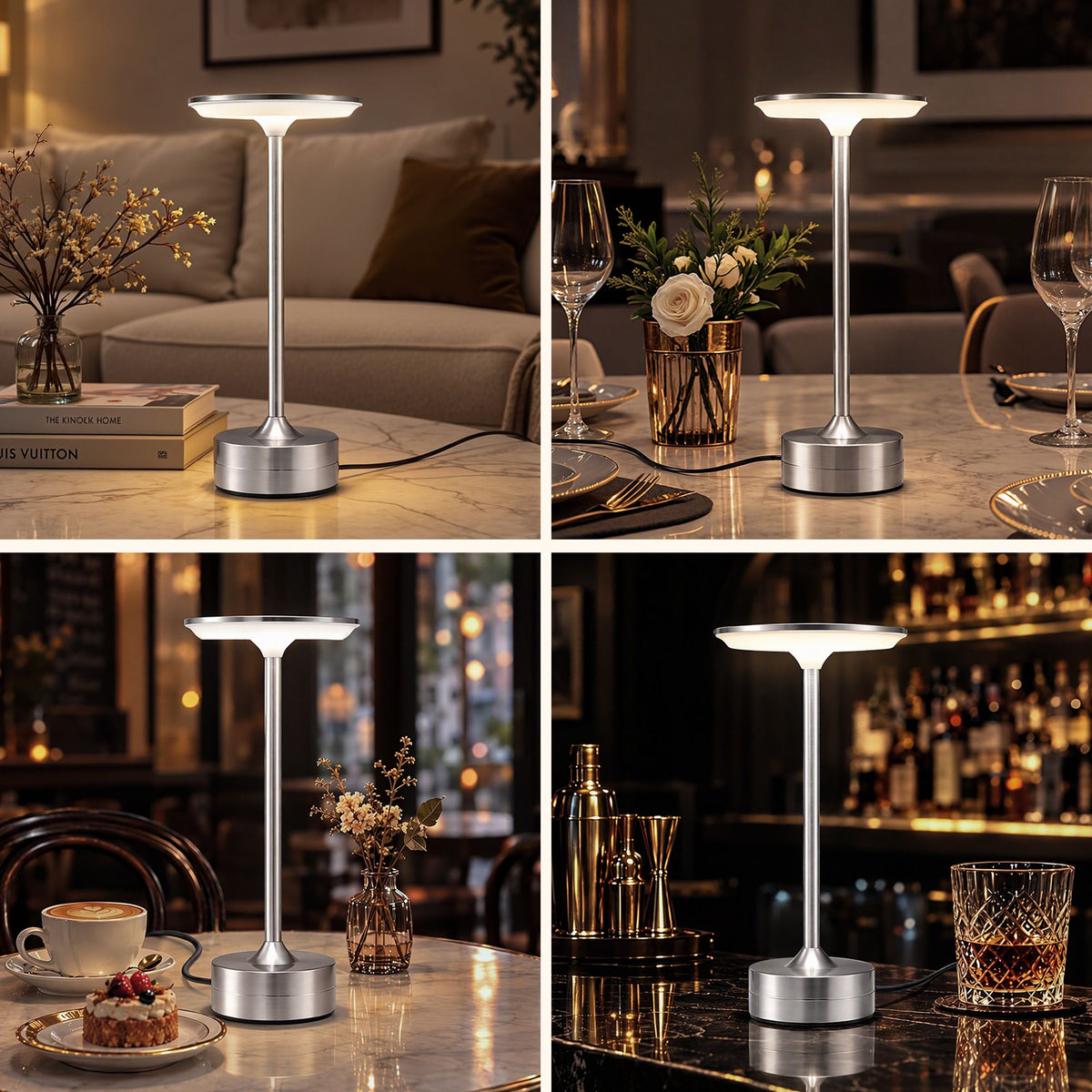 Artiss Silver Touch Table Lamp, Warm to Cool White LED, Dimmable 3000-6000K 24 LEDs, Type-C Awezingly