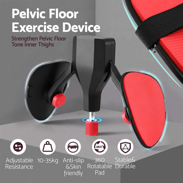 Everfit Pelvic Floor Exerciser Inner Thigh Kegel Trainer 35KG 360 Adjustable Men Women Black & Red Awezingly