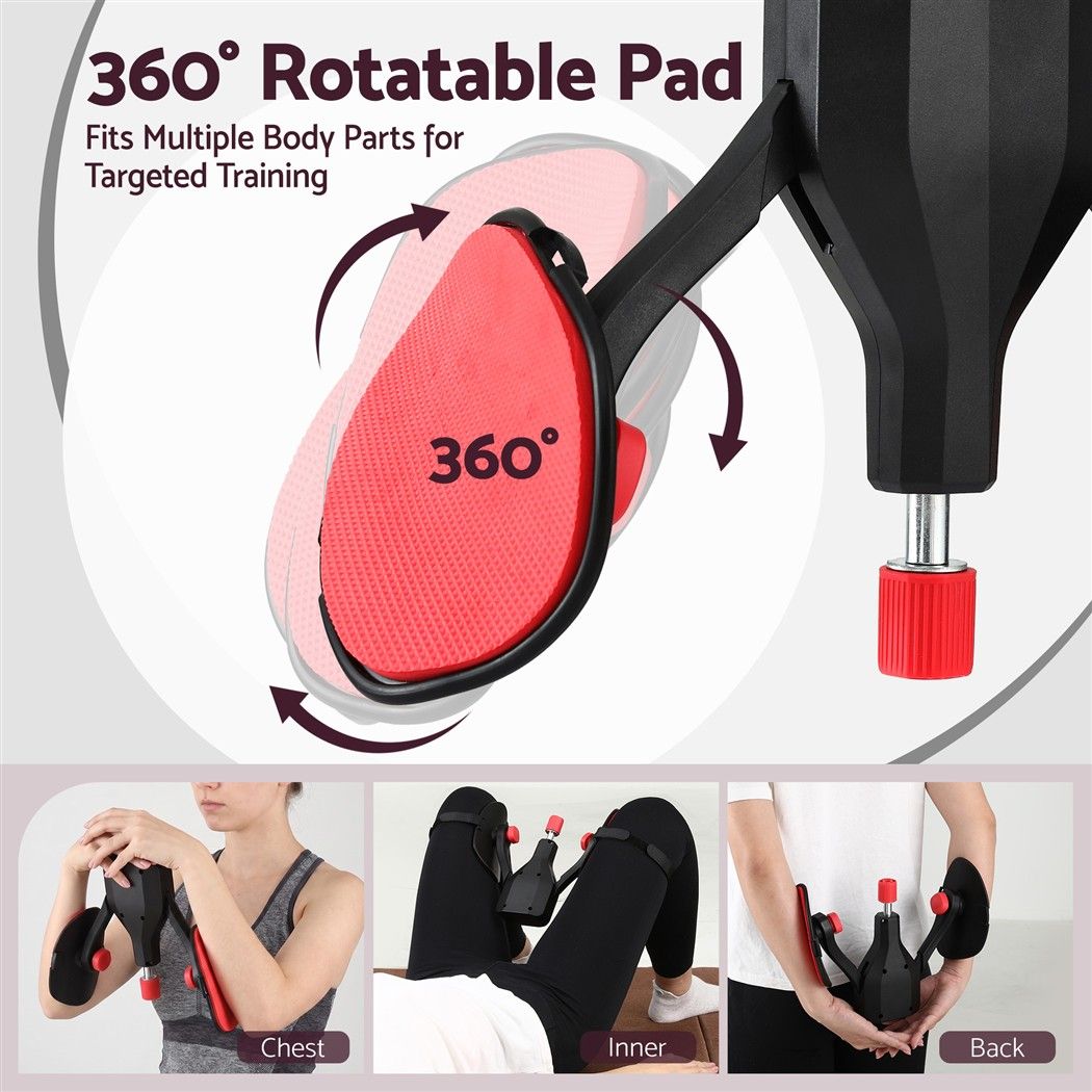 Everfit Pelvic Floor Exerciser Inner Thigh Kegel Trainer 35KG 360 Adjustable Men Women Black & Red Awezingly
