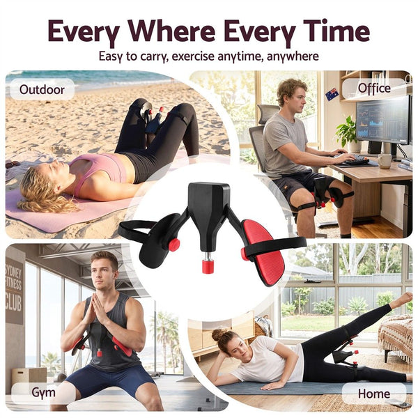 Everfit Pelvic Floor Exerciser Inner Thigh Kegel Trainer 35KG 360 Adjustable Men Women Black & Red Awezingly