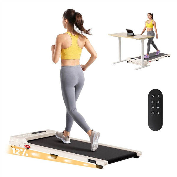 Everfit 3 in 1 Walking Pad Treadmill 12% Incline Under Desk Treadmills for Home Gym With 38cm Wide Belt Beige Awezingly