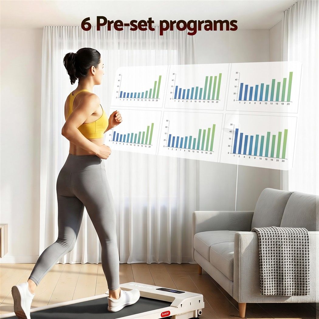 Everfit 3 in 1 Walking Pad Treadmill 12% Incline Under Desk Treadmills for Home Gym With 38cm Wide Belt Beige Awezingly