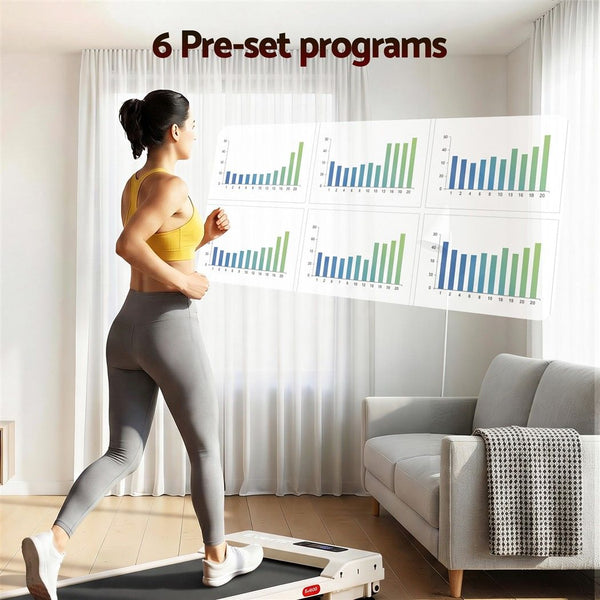 Everfit 3 in 1 Walking Pad Treadmill 12% Incline Under Desk Treadmills for Home Gym With 38cm Wide Belt Beige Awezingly