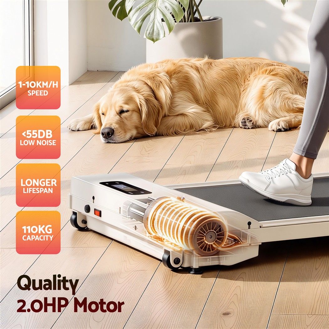 Everfit 3 in 1 Walking Pad Treadmill 12% Incline Under Desk Treadmills for Home Gym With 38cm Wide Belt Beige Awezingly